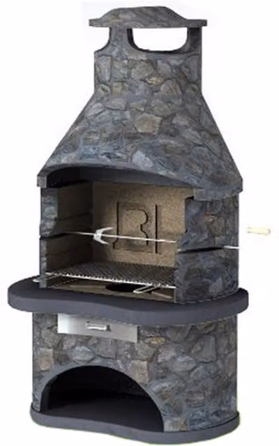 Callow Tampere Dark Masonry BBQ in Grey and Charcoal with Enamelled Steel and Stone Finish