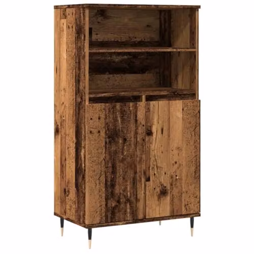 vidaXL Highboard in Old Wood Brown, Engineered Wood with Hinged Doors and Internal Shelves, W: 60 cm, D: 36 cm, H: 110 cm