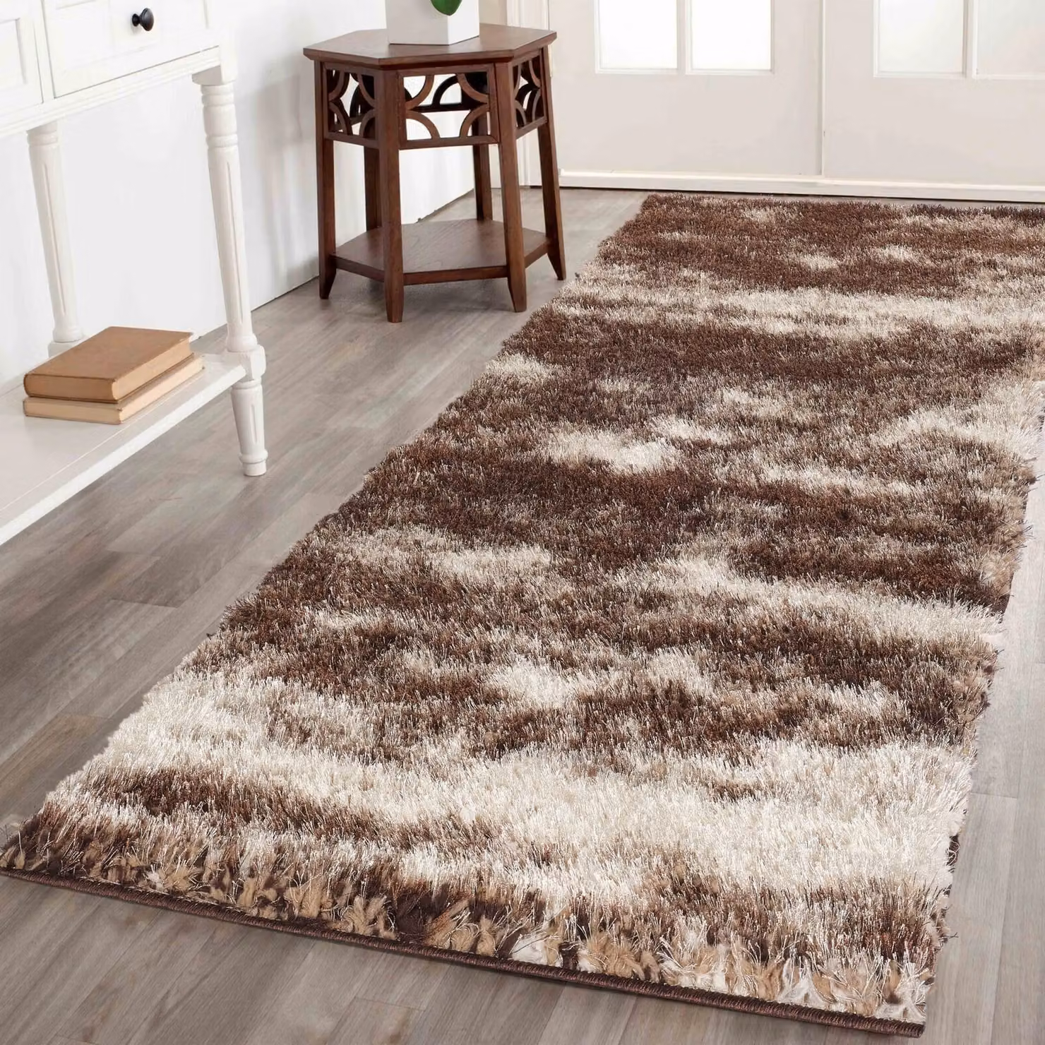 Desire Rugs Modern Abstract Shimmer Shaggy Area Rug in Bronze, W/D: 120 x 170 cm – 5