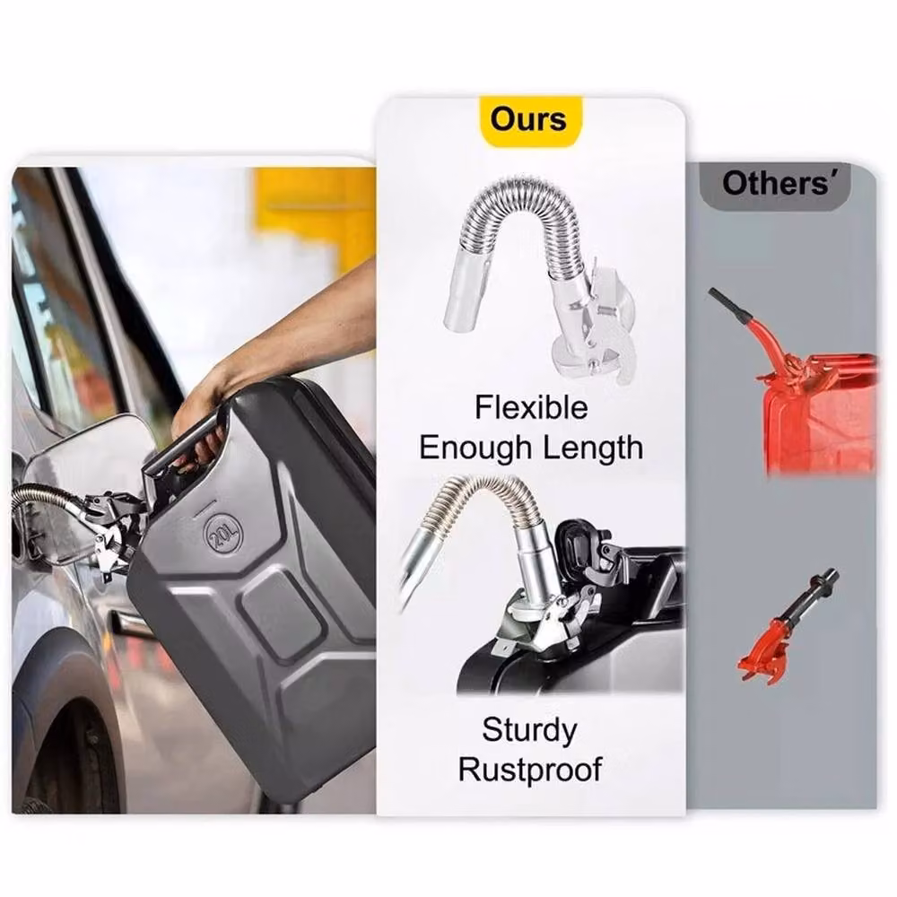 FLAVORA Silver Stainless Steel Flexible Metal Jerry Can Spout Pouring Nozzle – 3
