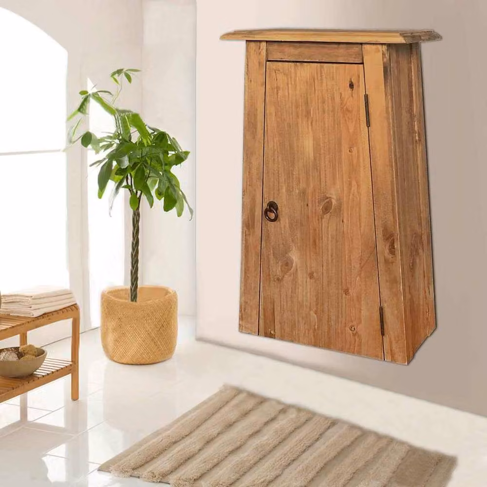 Berkfield Home Retro Solid Pinewood Bathroom Wall Cabinet in Brown, W/D/H: 42 x 23 x 70 cm – 5
