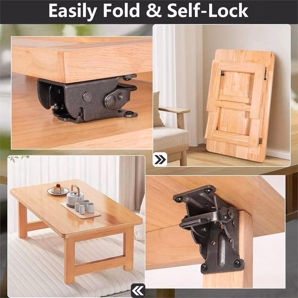 Nordara Set of 4 Black Steel 90 Degree Self-Locking Folding Table Leg Bracket Hinges – 5