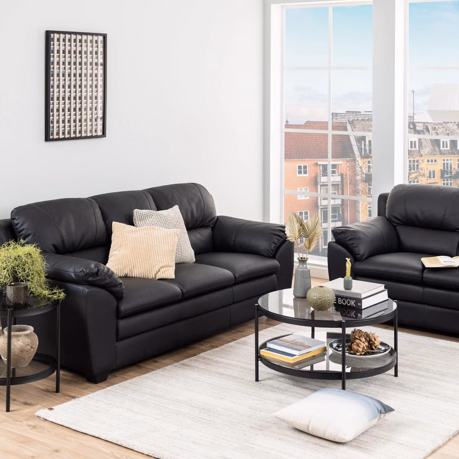 Furniture To Go Bayonne Round Coffee Table with Black Matt Smoked Glass Top – 3