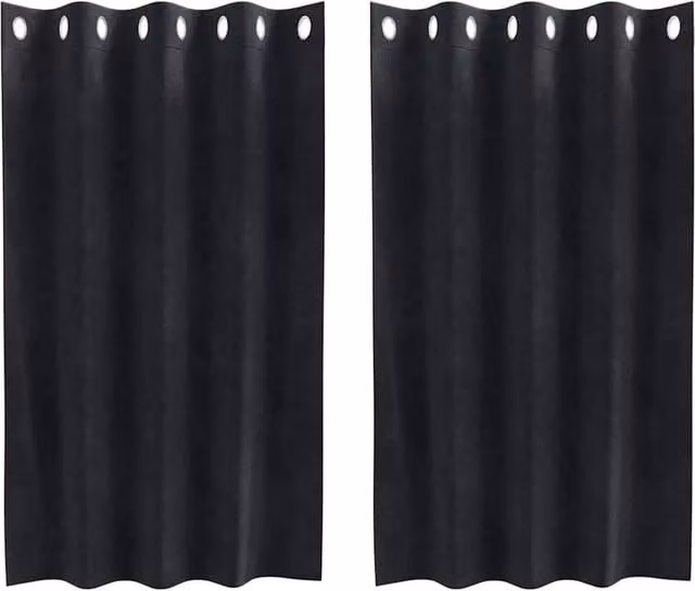 Berkfield Home Blackout Velvet Eyelet Curtains, 2 Pack, Black, W: 140 cm – 1