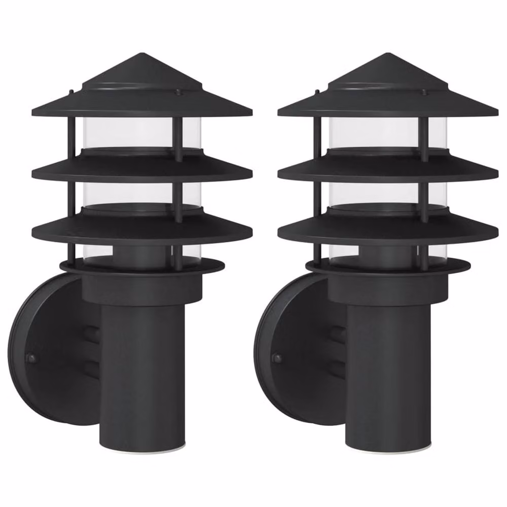 Berkfield Home Black Stainless Steel Outdoor Wall Lights, 2 Pack – 1