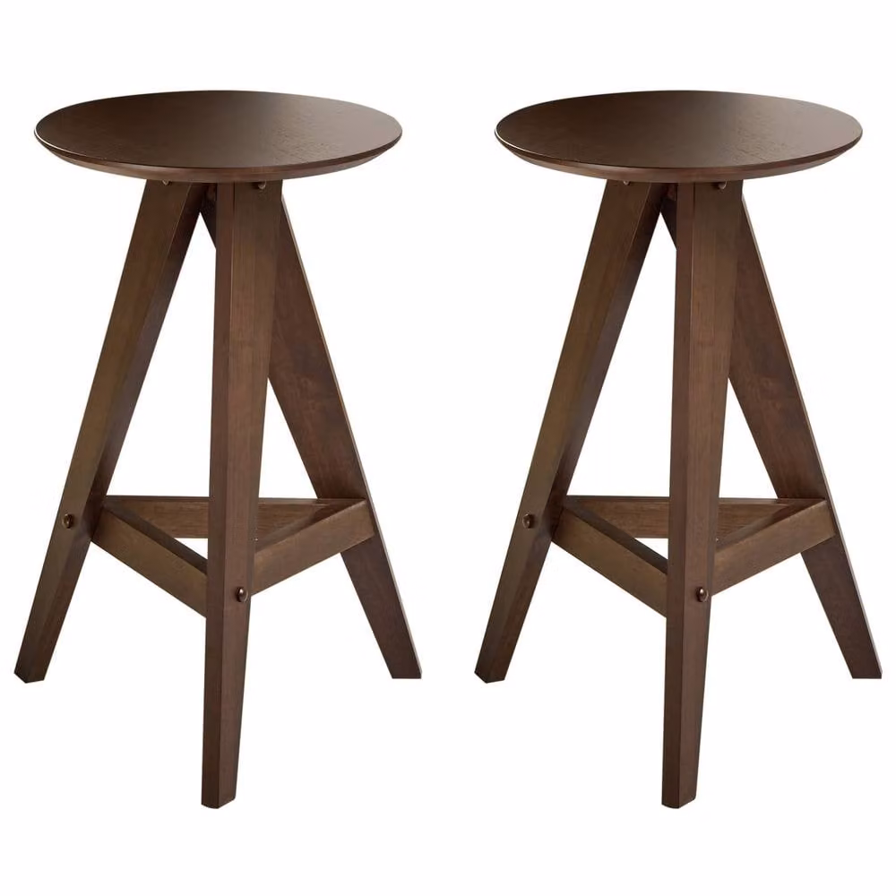 Wyld and Coco Retro Rubberwood Dining Stools Set, Dark Brown, 2-Pack – 2