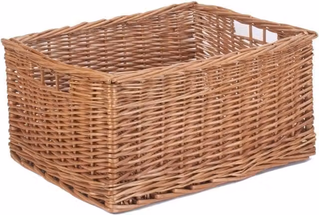 Red Hamper Double Steamed Open Wicker Storage Basket in Brown, 47 cm