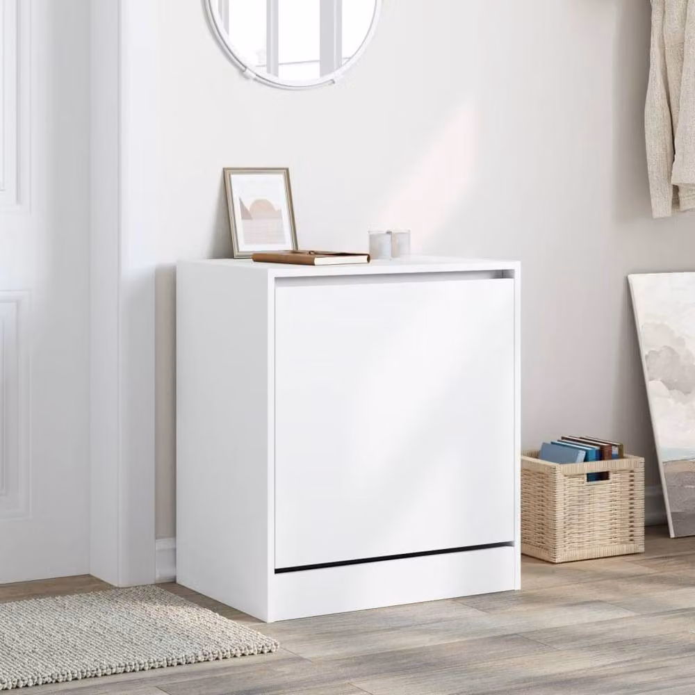 Berkfield Home White Minimalist Shoe Cabinet with Tilting Compartments, W/D/H: 60 x 42 x 69 cm – 2
