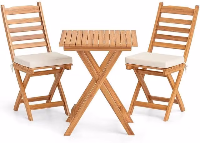 Kelvenix 3 Piece Acacia Wood Bistro Set in Natural Brown – 1