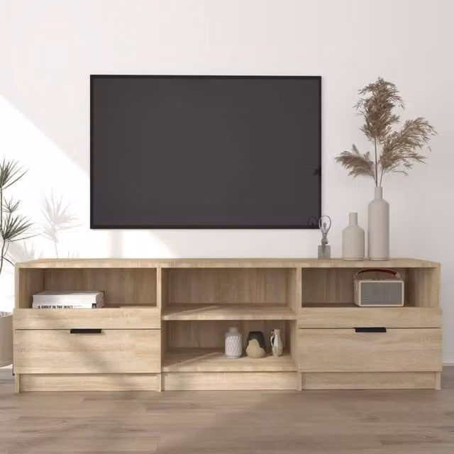 Berkfield Home Modern TV Cabinet in Sonoma Oak Brown, W/D/H: 150 x 33.5 x 45 cm
