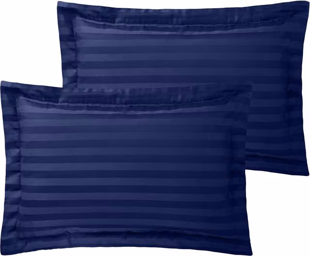 Roseley Blue Striped Mako Satin Cotton Duvet Cover and Pillowcase Set, 250TC, Duvet Cover: 90 x 200 cm