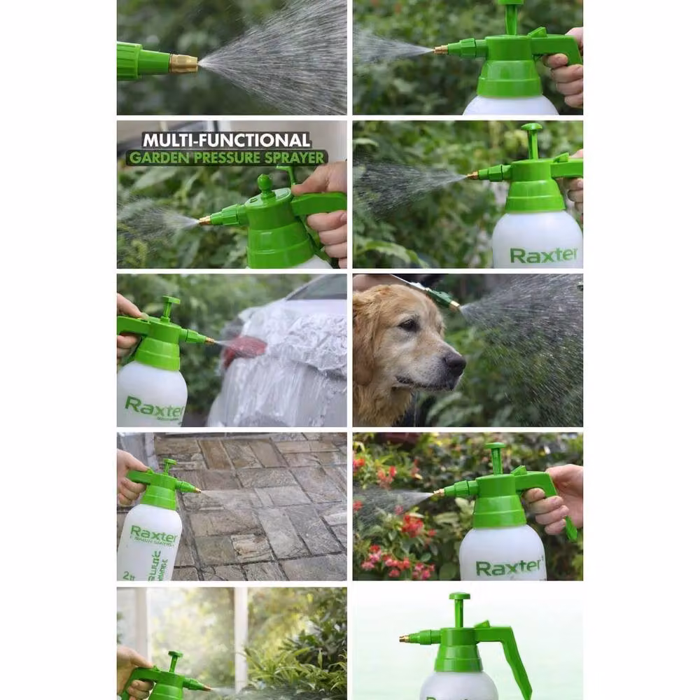 FLAVORA 2L Manual Portable Hand Pump Pressure Sprayer in White – 2