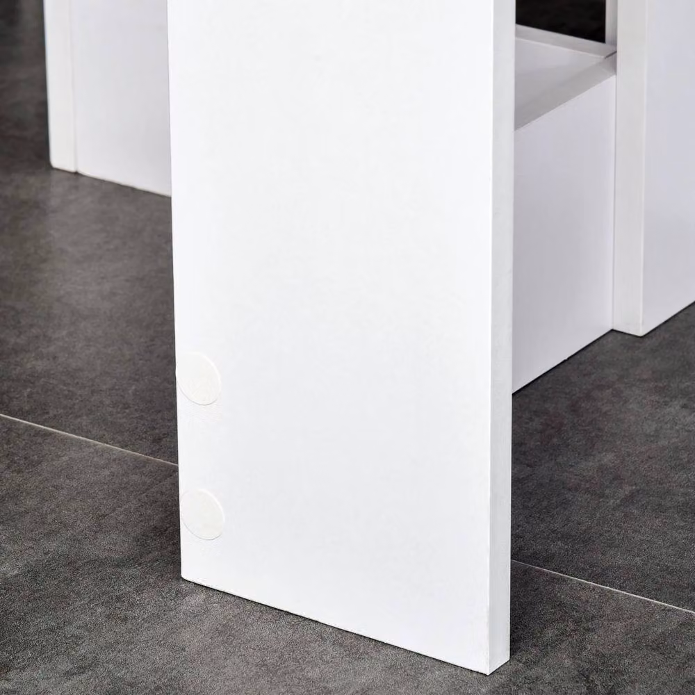 STILVORA Modern Round Drop Leaf Dining Table in White Matt MDF – 5