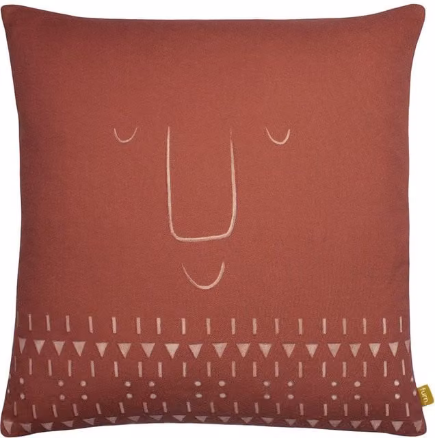 Furn Pacha Graphic Square Cushion in Terracotta and Multicolour, W/D/H: 43 x 43 x 43 cm – 1