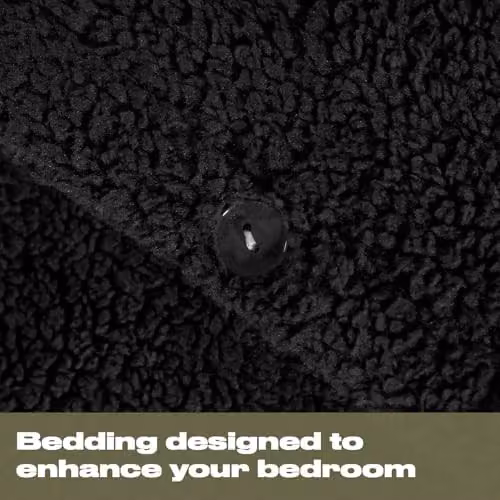 Brentfords Black King Size Teddy Fleece Duvet Cover Set with Pillowcases – 2