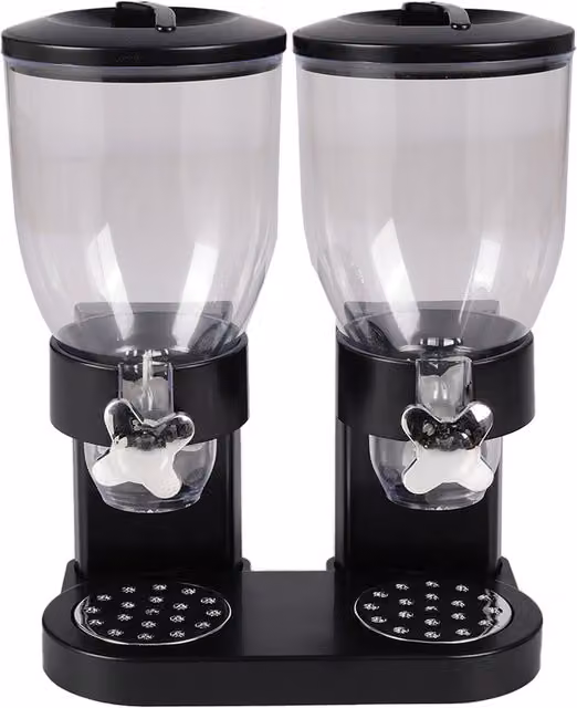 Lifeideas Double Canister Cereal Storage Dispenser with Compartments, Black