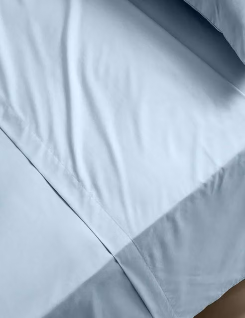 M&S Stay Cool Lyocell Rich Cotton Flat Sheet, Dusty Blue, W: 200 cm, D: 200 cm