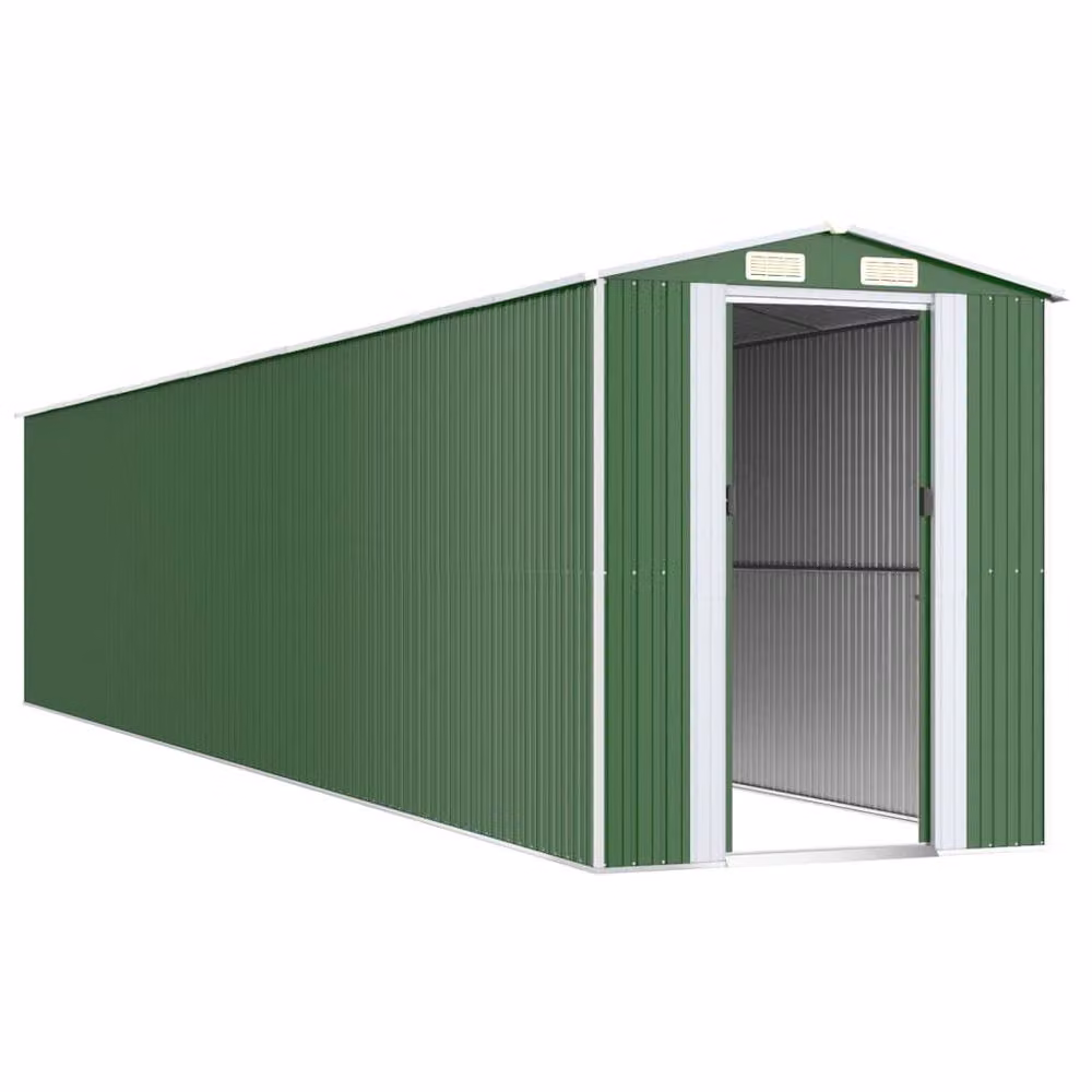 Berkfield Home Green Galvanised Steel Garden Shed with Sliding Gable Doors and Side Vent, W/D/H: 192 x 1021 x 223 cm – 3