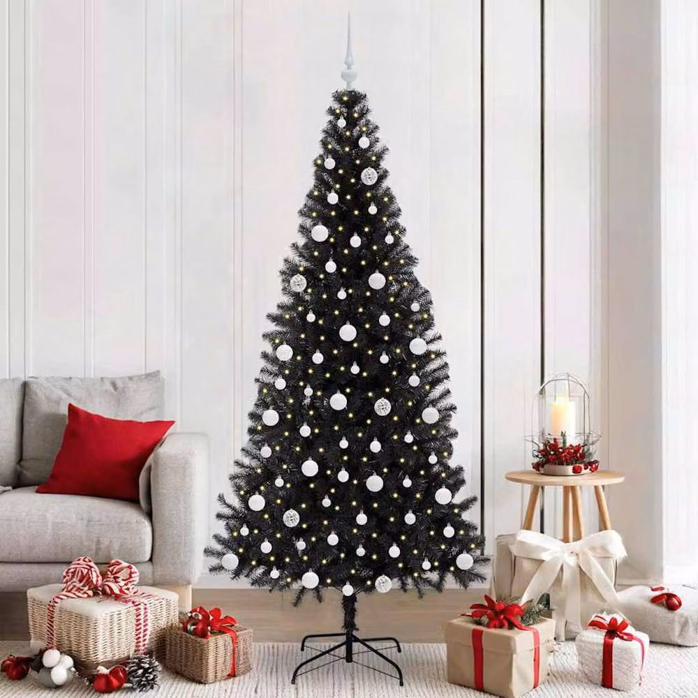 Berkfield Home Lush Christmas Tree with 300 LEDs and Stand, Black, Height: 210 cm – 2