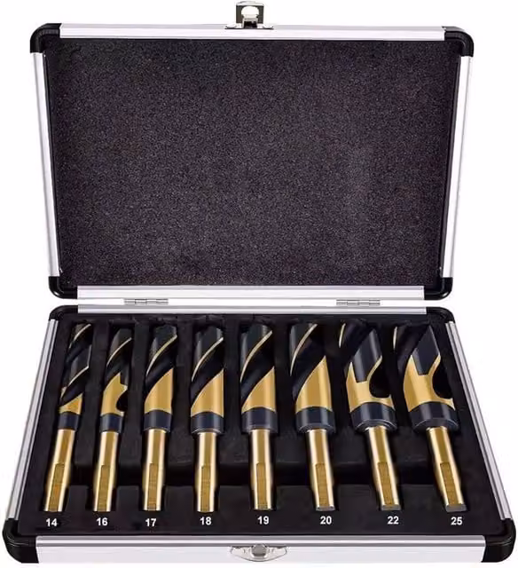 SPETLEK 8mm Cobalt HSS Steel Twist Drill with Reduced Shank in Black and Gold, W: 40 mm, H: 1000 mm
