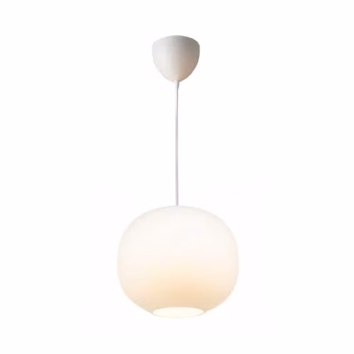 Nordlux Navone Suspended Pendant Light in White Opal Glass with Brass Details, Diameter: 20 cm, E27