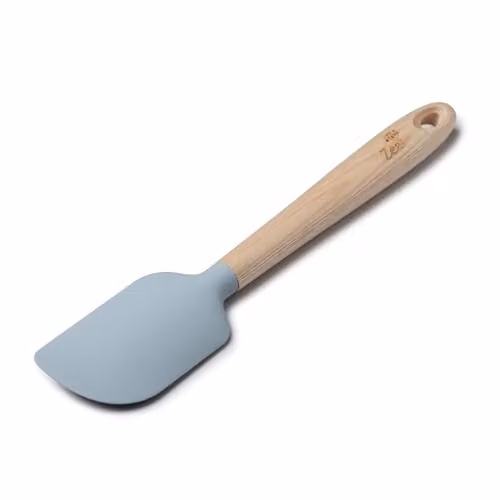 Zeal Blue Silicone Spatula with Ash Wood Handle, 25cm Non-Scratch and Heat-Resistant