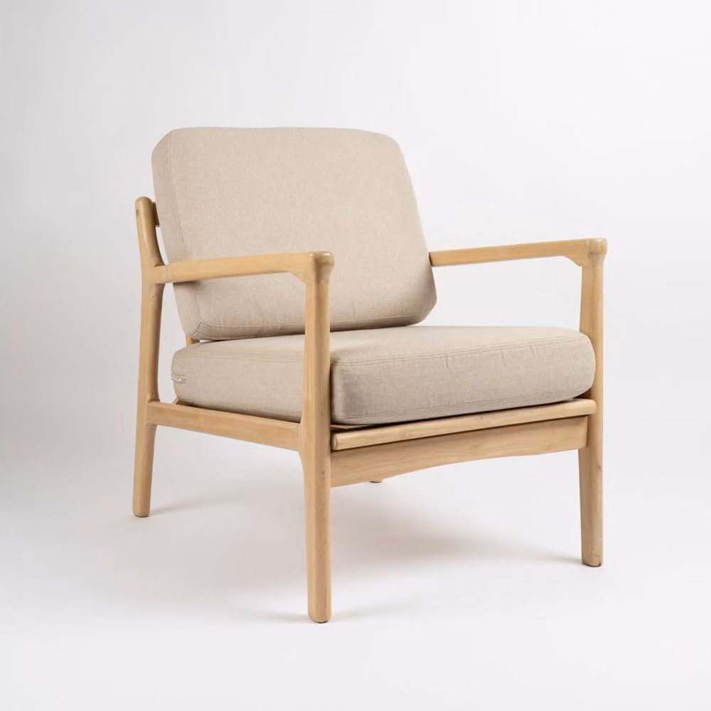 Scottish Everlastings Ltd Mid-Century Linen Effect Accent Chair in Beige – 2