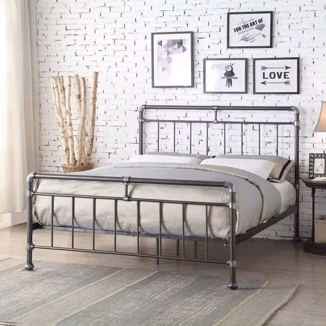 Flintshire Furniture Cilcain Double Bed in Black and Silver Metal