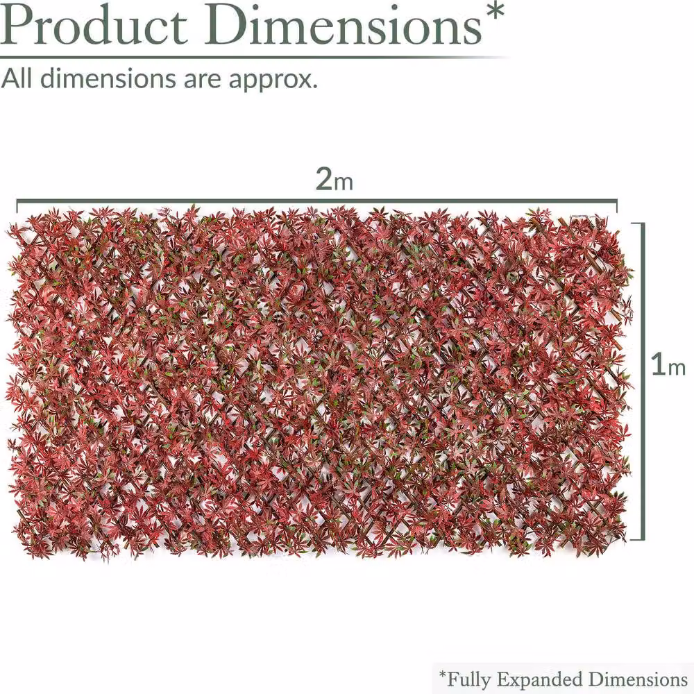 Christow Expanding Artificial Red Acer Trellis Privacy Screening, W/H: 200 x 100 cm – 5