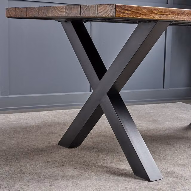 Livingandhome Matt Black X-Shaped Metal Table Legs