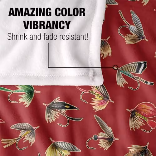 JQ Licensing Fly Fishing Lures Pattern Super Soft Fleece Throw Blanket, White, W/D: 152 x 127 cm – 3
