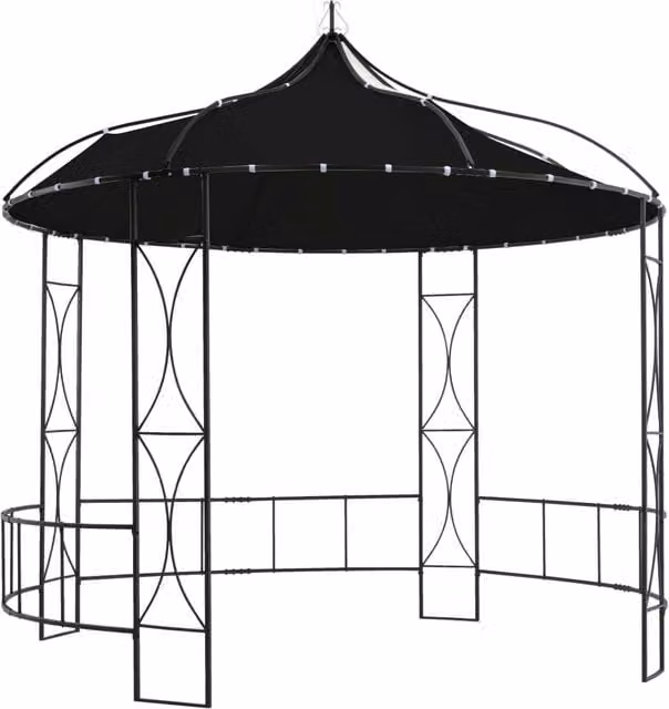 Berkfield Home Anthracite Round Gazebo with Black Polyester Canopy, W: 300 cm, D: 290 cm