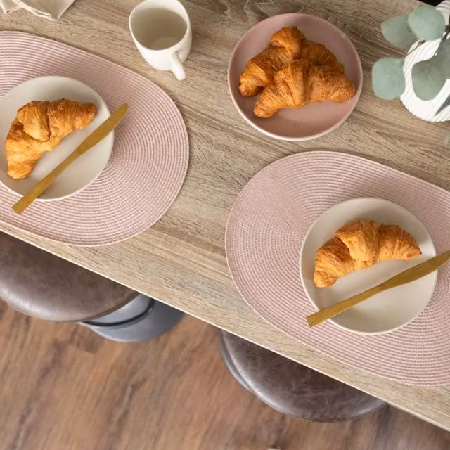 D-C-Fix Wipe Clean Woven Oval Placemats in Blush Pink, 6 Pack – 1