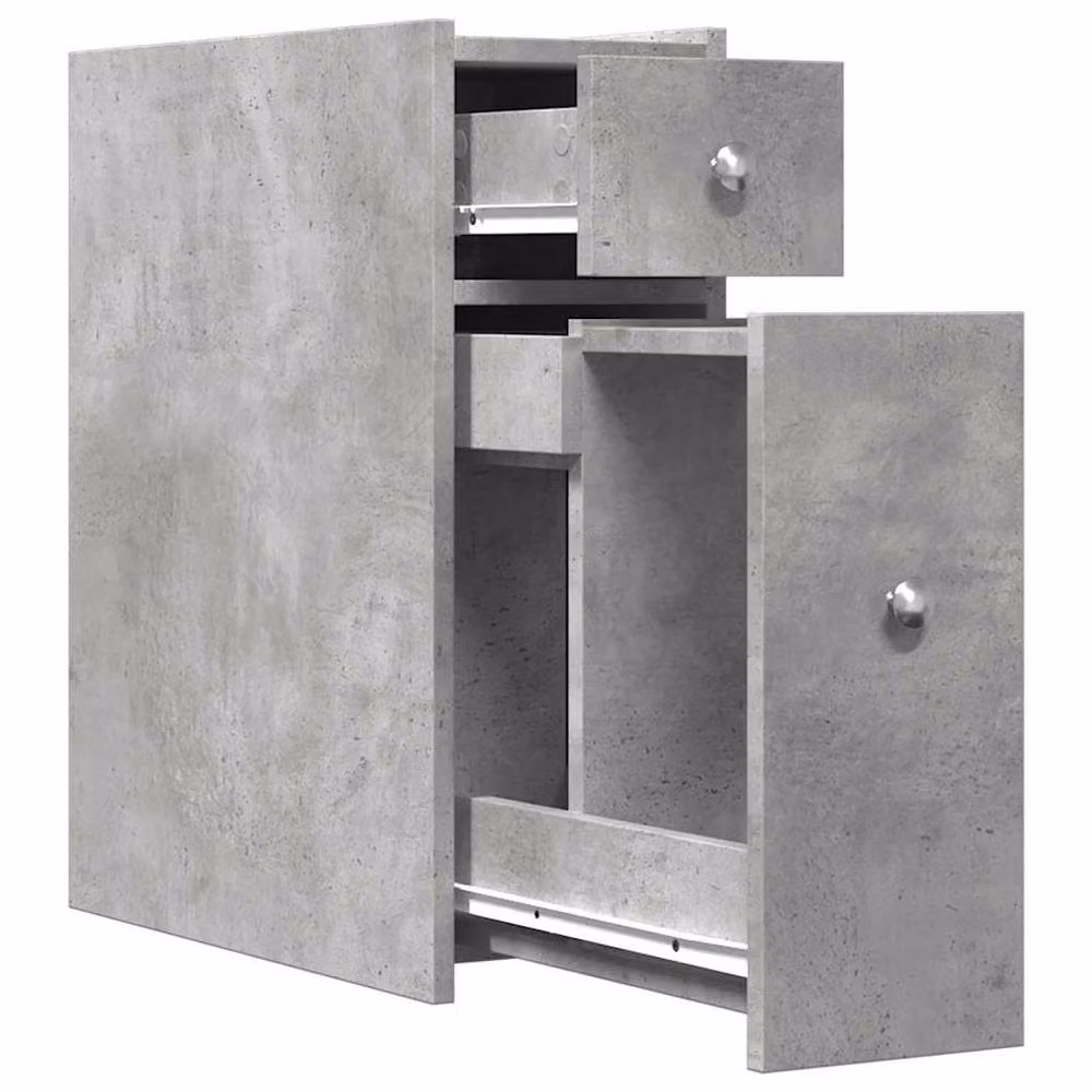 Berkfield Home Narrow Bathroom Cupboard with Wheels in Concrete Grey Engineered Wood, W/D/H: 21.5 x 50.0 x 60.0 cm – 2