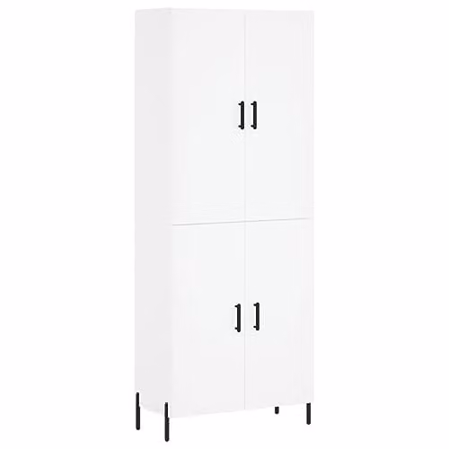 vidaXL Modern White Highboard with Hinged Doors and Internal Shelves, W/D/H: 69.5 x 34 x 180 cm