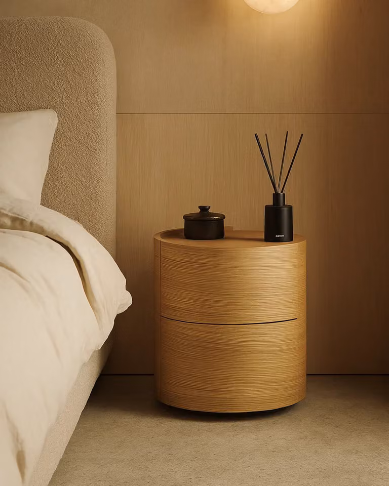 Tommy Franks Dexter Bedside Table Pair in Ash Oak Brown and Beige
