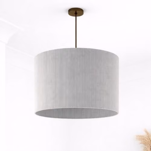 CGC Lighting Lola Corduroy Round Lampshade with Silk Inner in Grey, Diameter: 30 cm – 1
