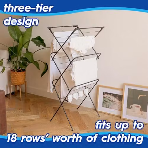 Harbour Housewares 3 Tier Foldable Steel Clothes Airer in Black – 2