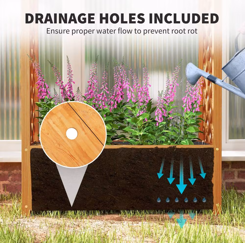 STILVORA Wooden Raised Garden Bed with Trellis, Brown, W: 83 cm, D: 36 cm, H: 145 cm – 7