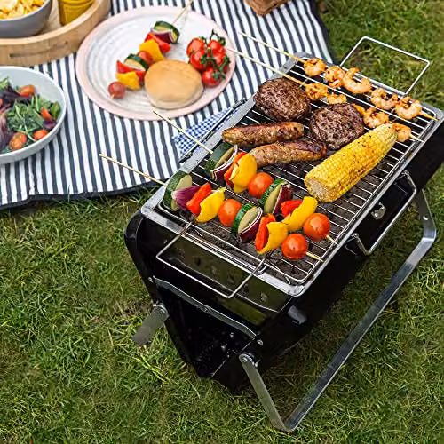 George Foreman Tabletop Charcoal BBQ in Black with Chrome and Steel Finish – 5