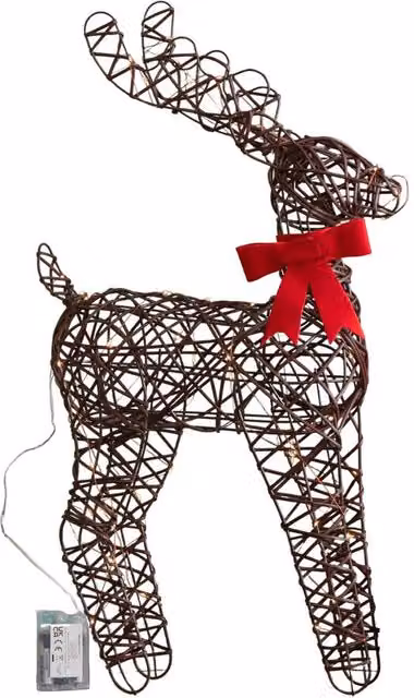Samuel Alexander Brown Battery Operated Christmas Reindeer with Red Bow and White LEDs, 60 cm – 4