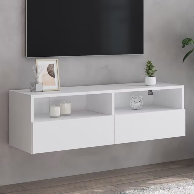Berkfield Home White Wall Mounted TV Cabinet with Internal Shelves and Hinged Doors, W/D/H: 100 x 30 x 30 cm
