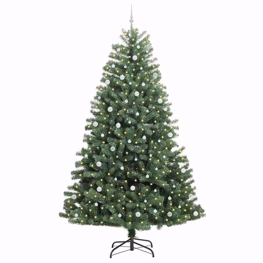 Berkfield Home Artificial Hinged Christmas Tree in Green, Height: 270 cm – 3