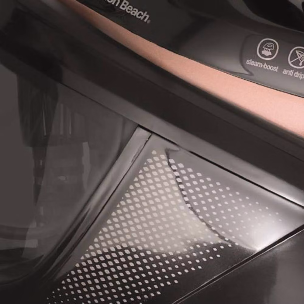Hamilton Beach Pro Care Steam Generator Iron with Vertical Steam, Anti-Calc Technology and Non-Stick Ceramic Soleplate, Black/Bronze – 9