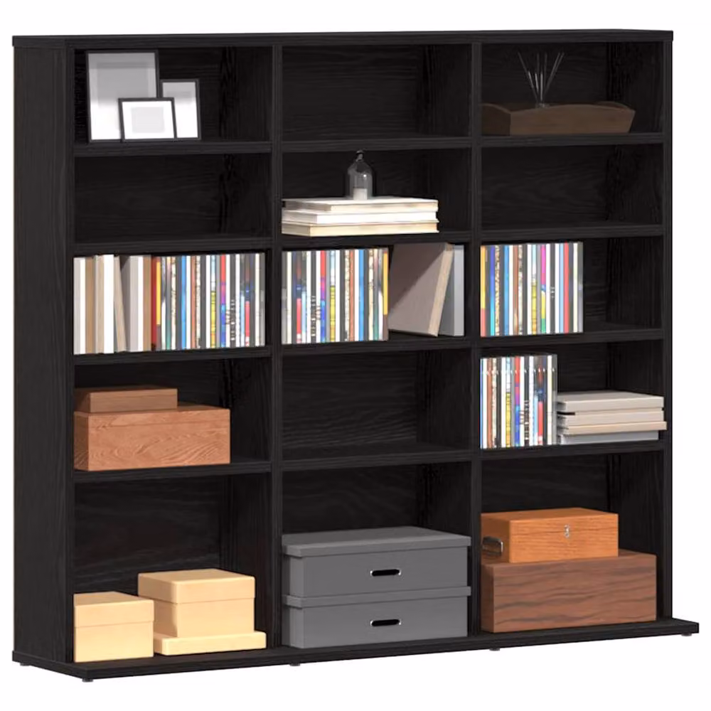 Berkfield Home Black Oak CD Cabinet, W: 100 cm, D: 23 cm, H: 89.5 cm – 2