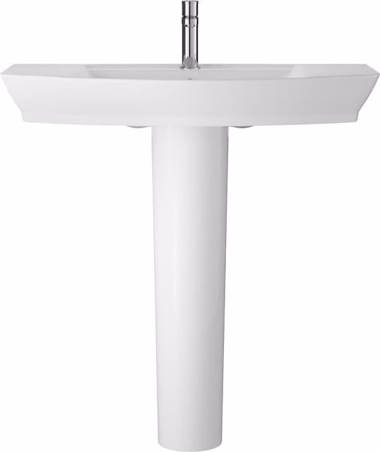 Balterley Spirit White Ceramic Square Basin with Full Pedestal, W: 46.5 cm, D: 46.5 cm, H: 82.0 cm