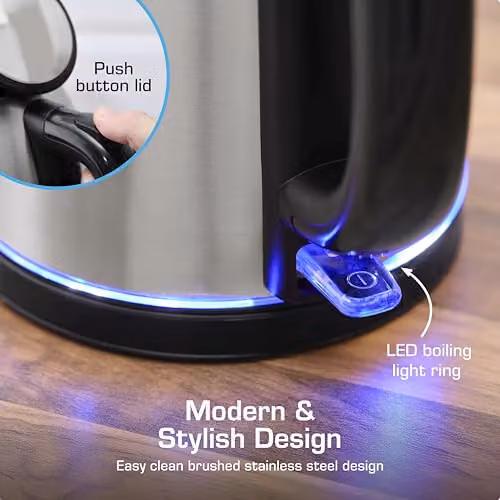 Swan Quiet Boil Stainless Steel Cordless Kettle in Silver with Removable Limescale Filter and 3kW Fast Boil – 5