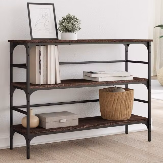 Berkfield Home Brown Oak Console Table, W/D/H: 100 x 32 x 75 cm