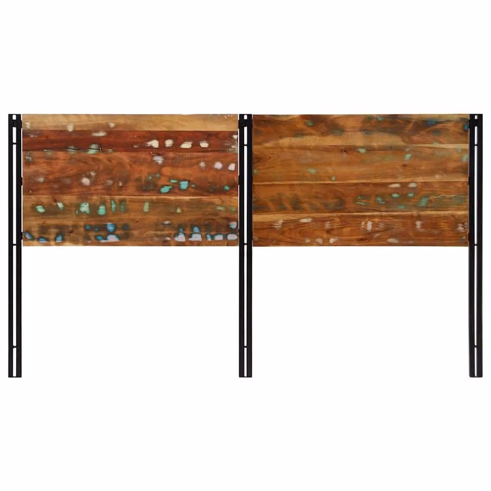 Berkfield Home Industrial Style Reclaimed Oak and Iron Headboard in Brown, Width: 180 cm – 2