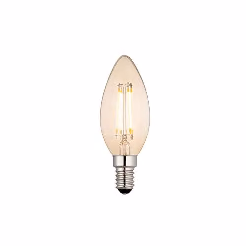 Loops 4W Candle Shaped E14 LED Filament Lamp with Amber Tinted Glass, 2500K Warm White, Dimmable